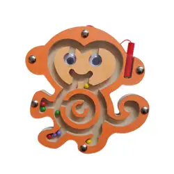Магнитный прогулочный головоломка с бусинами деревянный животный узор Обучающие игрушки, подарки
