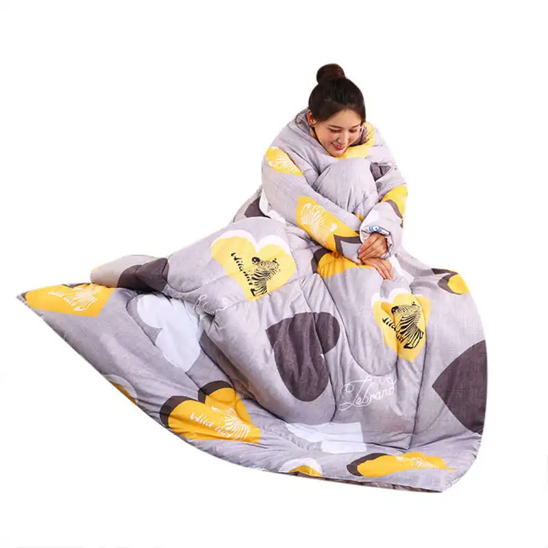 Зимнее «ленивое» одеяло с рукавами одеяло зимнее теплое утолщенное стираное одеяло с рукавами одеяло накидка теплая 19jan29 - Цвет: C