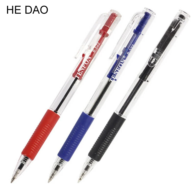 12 Pcs / Set - Plastic Ball-point Pen Red Blue And Black Colors Ballpoint Custom Transparent Office School Supply | Канцтовары для