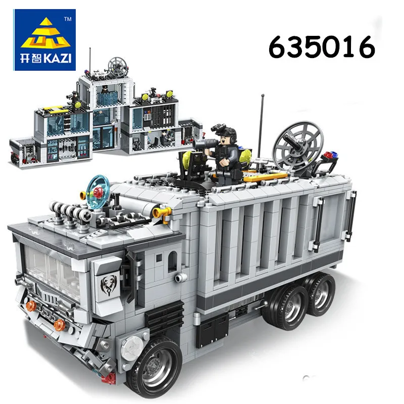 

KAZI Military SWAT Mobile Command Vehicles Police Set Building Bricks Blocks DIY Educational Assembled Christmas Childens Toys