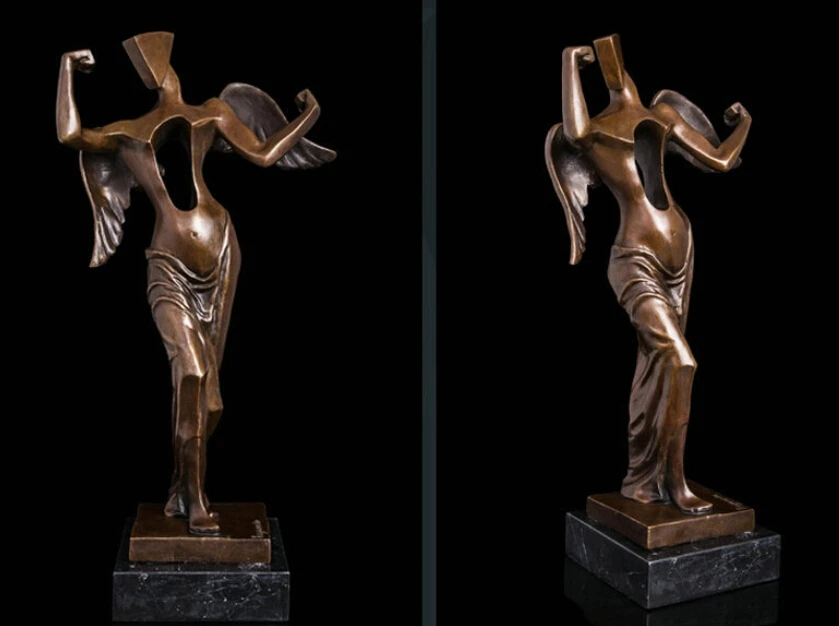 Art Deco Sculpture Abtract Angel Woman No Heart Bronze Statue R0713in