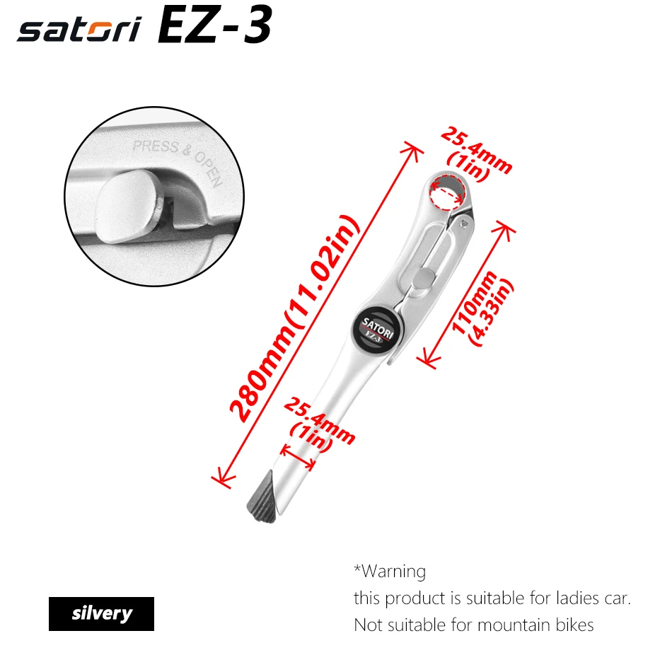 SATORI, EZ-3Adjustable, увеличивающая рост, для велосипеда, стояк, 25,4 мм, для отдыха, для велосипеда, стебель из алюминиевого сплава, запчасти для велосипеда, велосипедный стержень - Цвет: EZ-3 25.4mm Silver