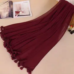 Одноцветное Цвет глушитель Мода Большой 70x190 см Лидер продаж платки платок леди мусульманский хиджаб шифон шарф шарфы Ленточки Mujer пончо