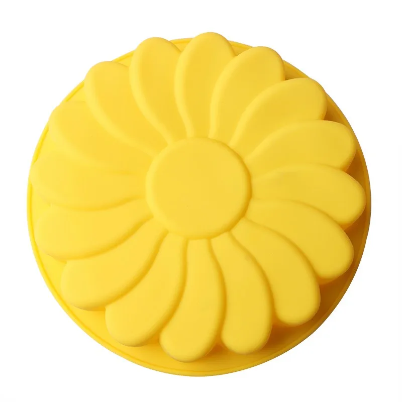 Kitchen DIY Silicone Single Large Round Bottom Tornado Pattern Cake Mold Sunflower Bakery Pattern Cake Pattern B099
