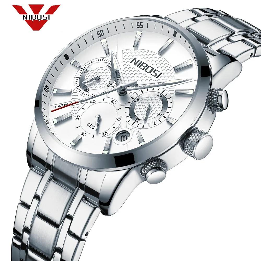 

Top Brand Men's Business Watch Silver Strap Stainless Steel Clock Calendar Waterproof Quartz Watches Sports Male Wristwatch 2018