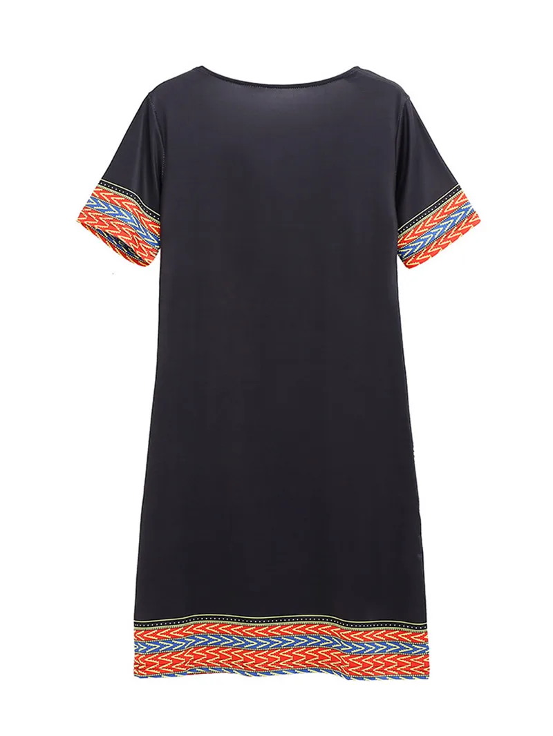 Gladiolus 2019 Summer Dress Women Short Sleeve V Neck Pocket Bodycon Sexy Ethnic Print Women Dress Plus Size 3XL Ladies Dresses (48)