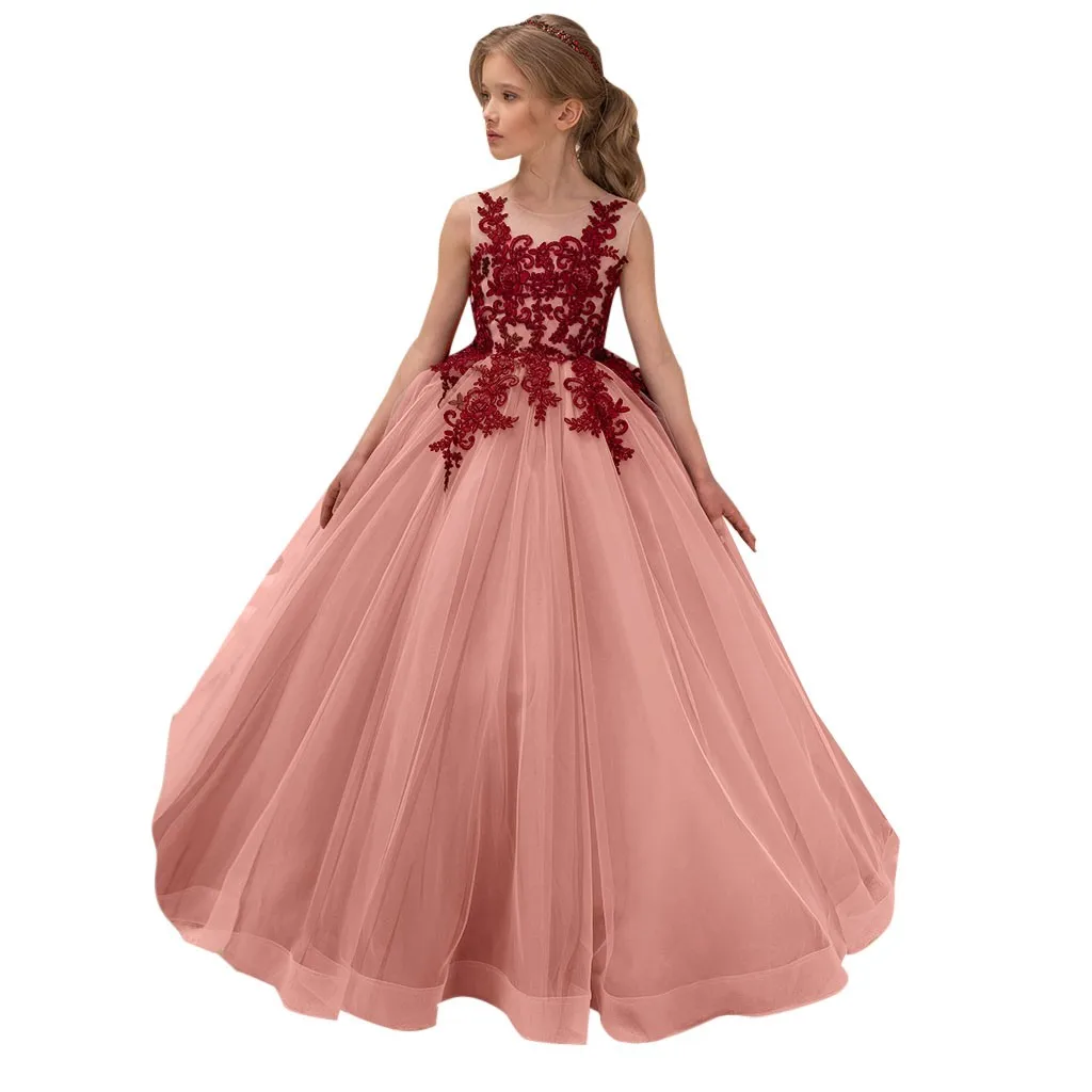 

Children Kids Girl Sleeveless Princess Formal Wedding Party Tutu Dress Clothes Dress Vestidos Summer Style Children's Clothing