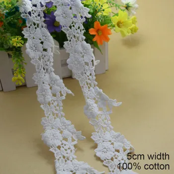 

3yards white Cotton embroid lace sewing ribbon guipure lace african lace fabric trim warp knitting DIY Garment Accessories#3266