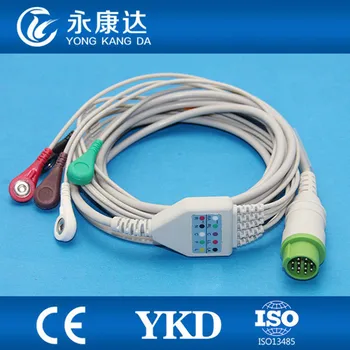 

2pcs/pack 12Pin Biolight one-piece 5 leads patient ecg cable with AHA snap