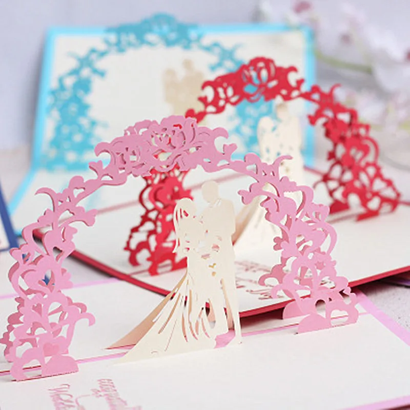  3D Pop Up Romantic Wedding Invitation Valentines Day/anniversary Postcards Greeting Card Laser Cut  - 32861344161