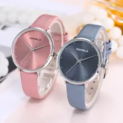 2018 Для женщин моды кожаный ремешок аналоговые кварцевые наручные часы Для женщин часы браслет часы женские часы relogio feminino