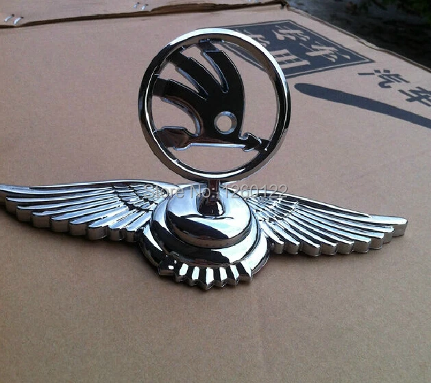 Car Metal Logo Badge Front Hood Emblem Silver Fit Skoda Good