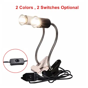 

New Aquarium Repitle UVA+UVB Heating Lamp Holder E27 Lamp Head Clip-on Light Holder For Turtle Lizard Frog 2 Style Switch