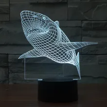 Бесплатная Доставка Атмосфера Лампы 3D Ночник с Датчиком Движения USB Led Акула Модель Таблица Настольная Лампа для Рождественских Подарков