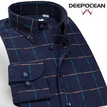 

Deepocean Plus Size Men Shirt Fashion Cotton Shirt Men Clothes Brand Clothing Lesiure Business Shirts for Men camisas de hombre