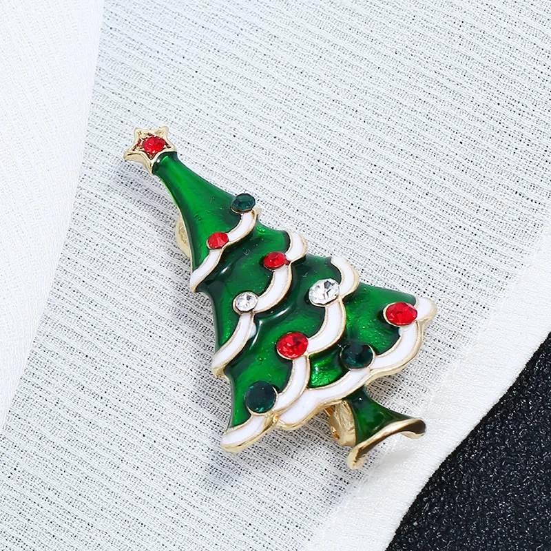 1pcs Colorful Green Paint Christmas Tree Brooches For Women  Sweater Accessories