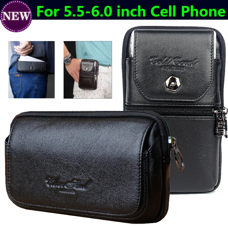

2019 High Quality Men Genuine Leather Fanny Waist Bag Cell/Mobile Phone Coin Purse Pocket Belt Bum Pouch Pack Vintage Hip Bag