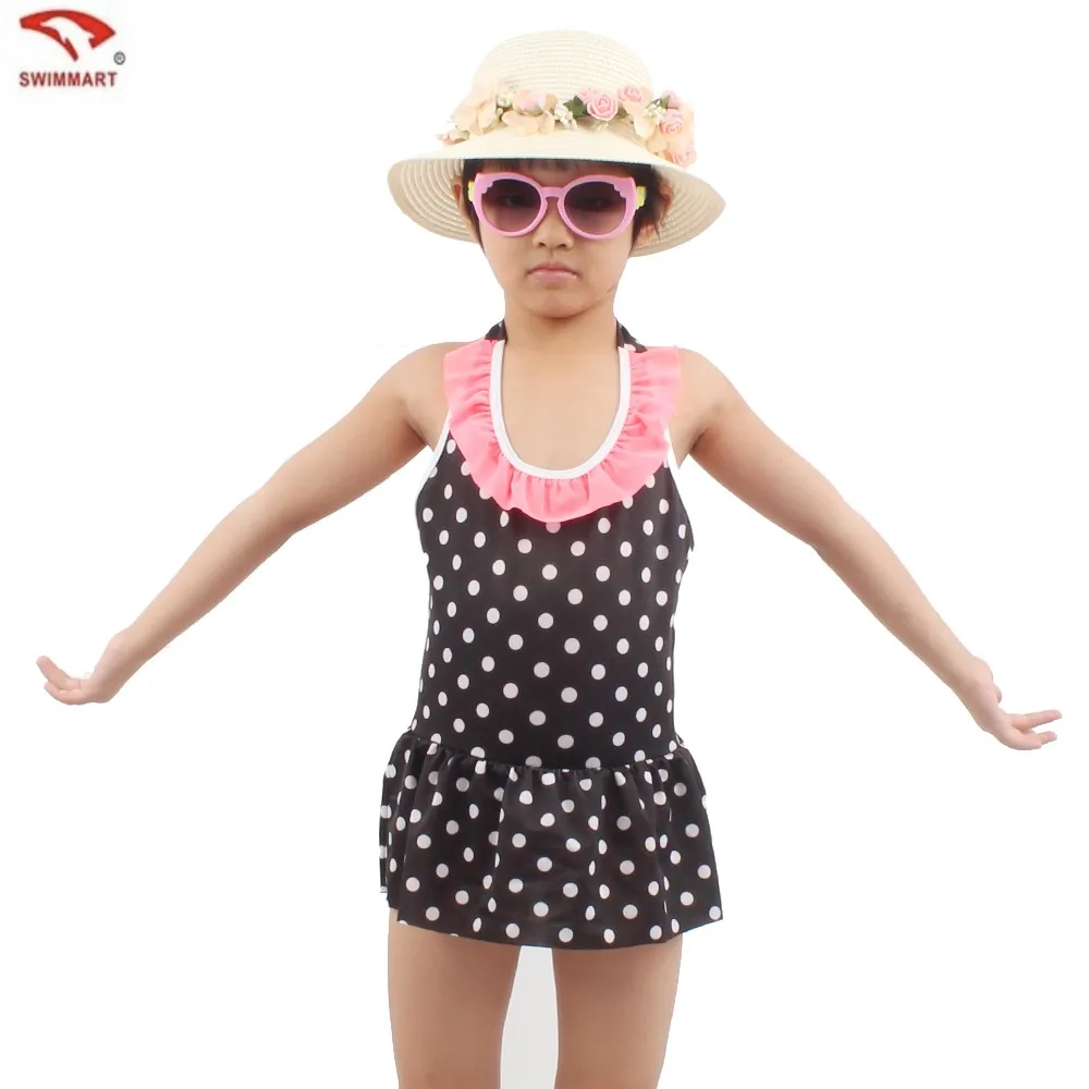 Swimmart KS020 Детские купальники для девочек в возрасте от 2 до 6 лет носят купальники со вкладышами с милыми волнистыми точками и синими клетками