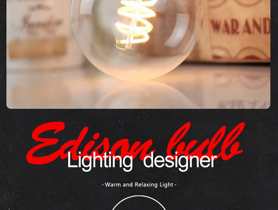 G80 затемнения лампа Эдисона светодиодный E27 220 V 110 V 4 W шарик пузыря шарика Винтаж нити Ретро энергосбережения ламповое освещение