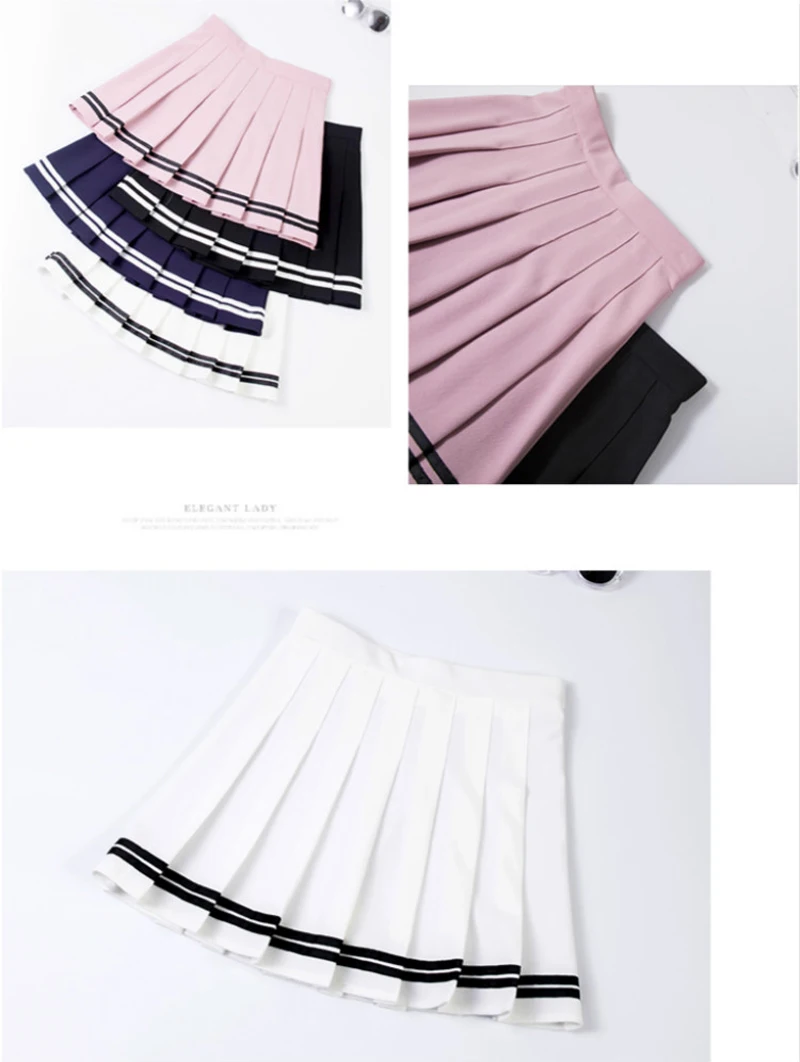 satin midi skirt 2020 high waist pleated skirts Kawaii Harajuku Skirts women girls lolita a-line sailor skirt Large Size Preppy school uniform slazenger skort