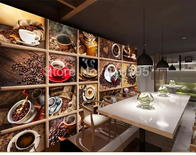 café, restaurante, sala de estar, cozinha, papel de parede decorativo