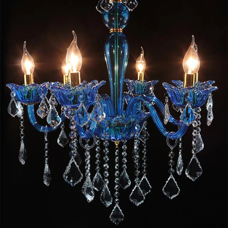 Us 164 32 21 Off Blue Crystal Candle Light Continental Living Room Bedroom Restaurant Hotel Club Ktv Romantic Coffee Mediterranean Chandelier In
