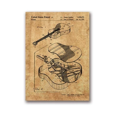 Martin Guitar запатентованный рисунок на холсте, настенная живопись, винтажные плакаты и принты, акустическая гитара, настенные картины, Декор для дома - Цвет: PH2173