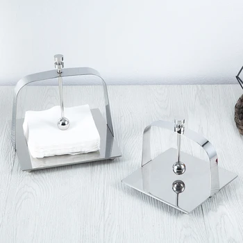 

Stainless steel square paper towel holder napkin rack Dispenser paper base for hotel restaurant Table Decoration
