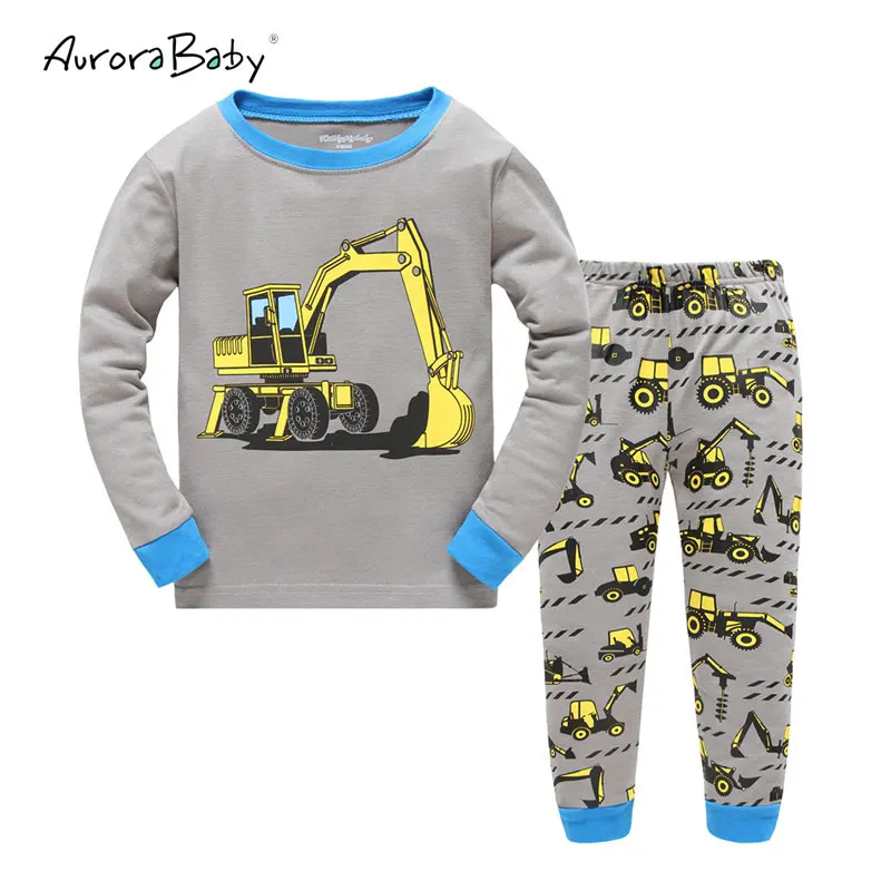 

Kids Pajamas For Girls Boys Toddler Little Childrens Sleepwears Cartoon Printed Long sleeve Pj Set 100% Cotton