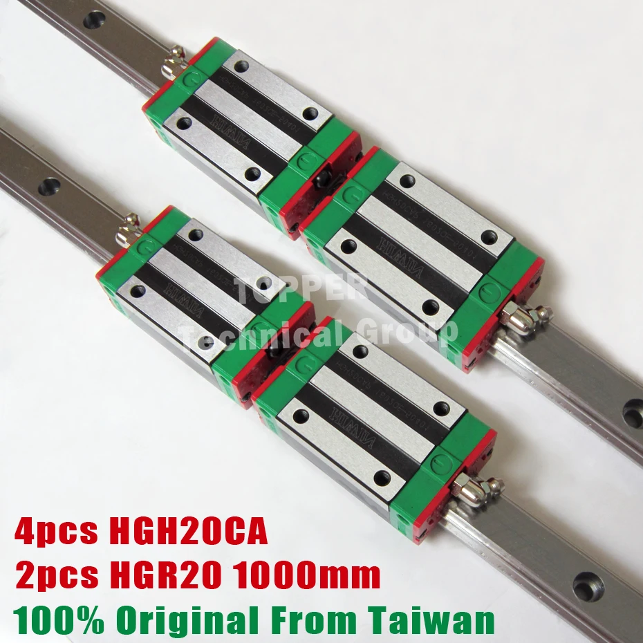 

HIWIN HG20 Linear Guide Rail 2pcs 1000mm hgr20 with 4pcs HGH20CA Guide block for CNC Custom length HGH20