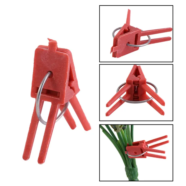 Red Plastic Grafting Clips Plant Support Clips Vine Garden Vegetables Plants Hanging Plastic Vegetables Garden Ornaments