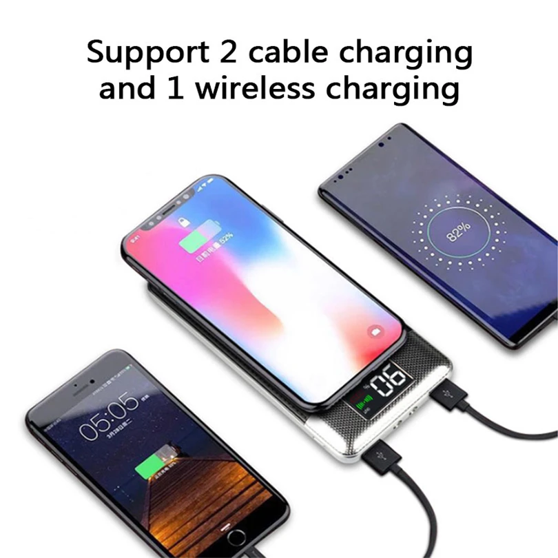 2018 Selling Quick Charge Wireless Power Bank Dual USB Power Bank 30000mAh Wireless Charger Powerbank Bateria External Portable