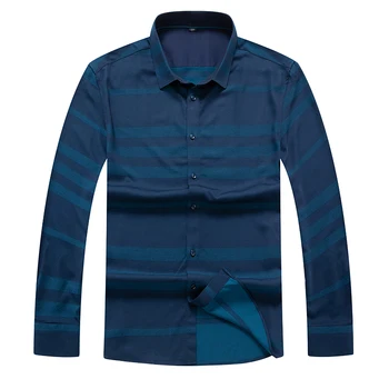 

2018 Mens Business Casual Long Sleeved Shirt Men 8XL 7XL 6XL Plus Size Shirt Classic Striped Male Social Dress Shirts Outwear