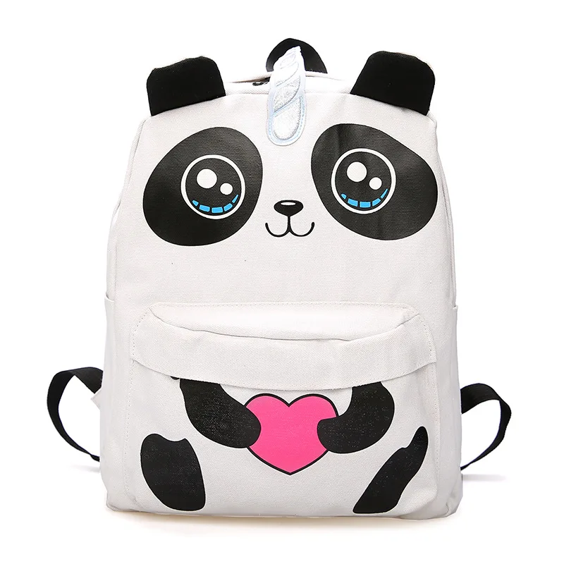 

Cute Panda Canvas Backpack Rucksack Lady Girl Boy Student Book Bag Schoolbag White