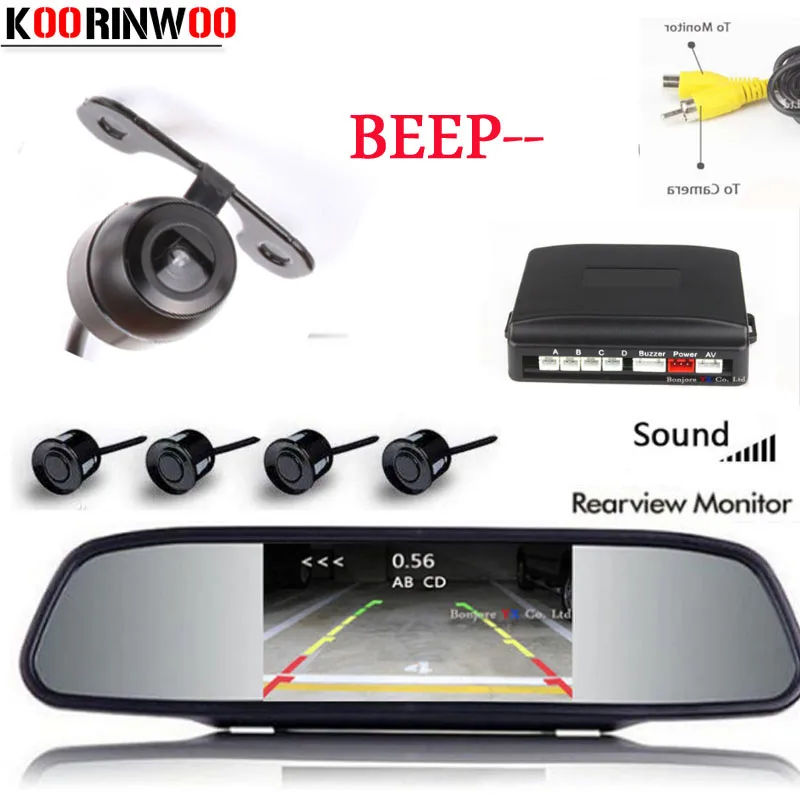 

Koorinwoo 2019 Parktronic Car Parking Sensor 4 Video Radars Car Monitor Mirror Car Rearview camera Parking System Reversing