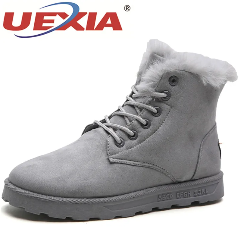 

UEXIA Winter Shoes Men Boots Working Outdoor Warm Fur Snow Boots Adult Winter Work Shoes Men Fashion Suede Leather Ankle Boots