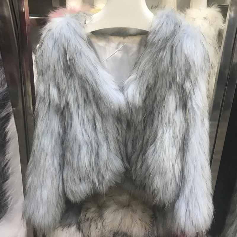 Pink De Fourrure Manteaux Outwear blue light Zdfurs Blanc Chaud Femelle Moelleux Et Court Vestes yellow Rose Pink Épais White Femmes Streetwear Manteau Réel D'hiver dark qIwXXBxtp