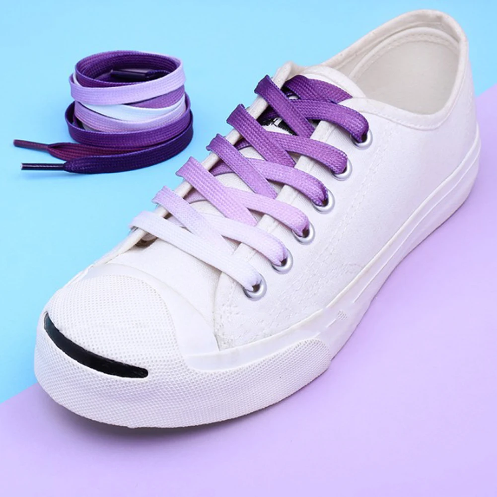 1 пара красочные шнурки полиэфирные шнурки Радуга градиент печати плоский ботинок шнурки повседневные кроссовки шнурки 0,8 см Ширина