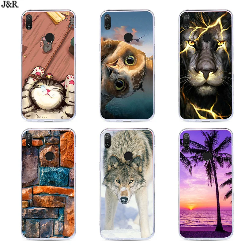 For Huawei Y6 2019 Soft Silicone Phone Cover Painted Cat Case Y 6 Pro Prime Y6Pro Y6Prime Y62019 MRD-LX1F TPU |