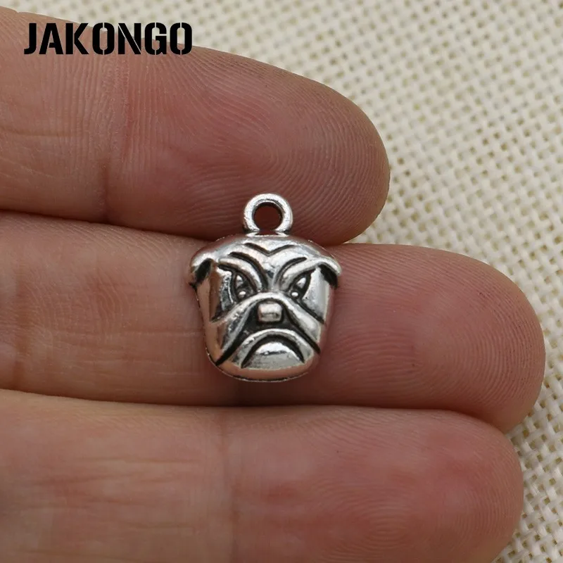 JAKONGO Античная Посеребренная голова собаки подвески кулон для изготовления