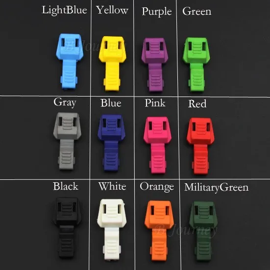 

50pcs pack Zipper Pull Cord Ends For Paracord & Cord Tether Tip Cord Lock Plastic 12 optional color Size:18mm*17mm*8mm #MJ018