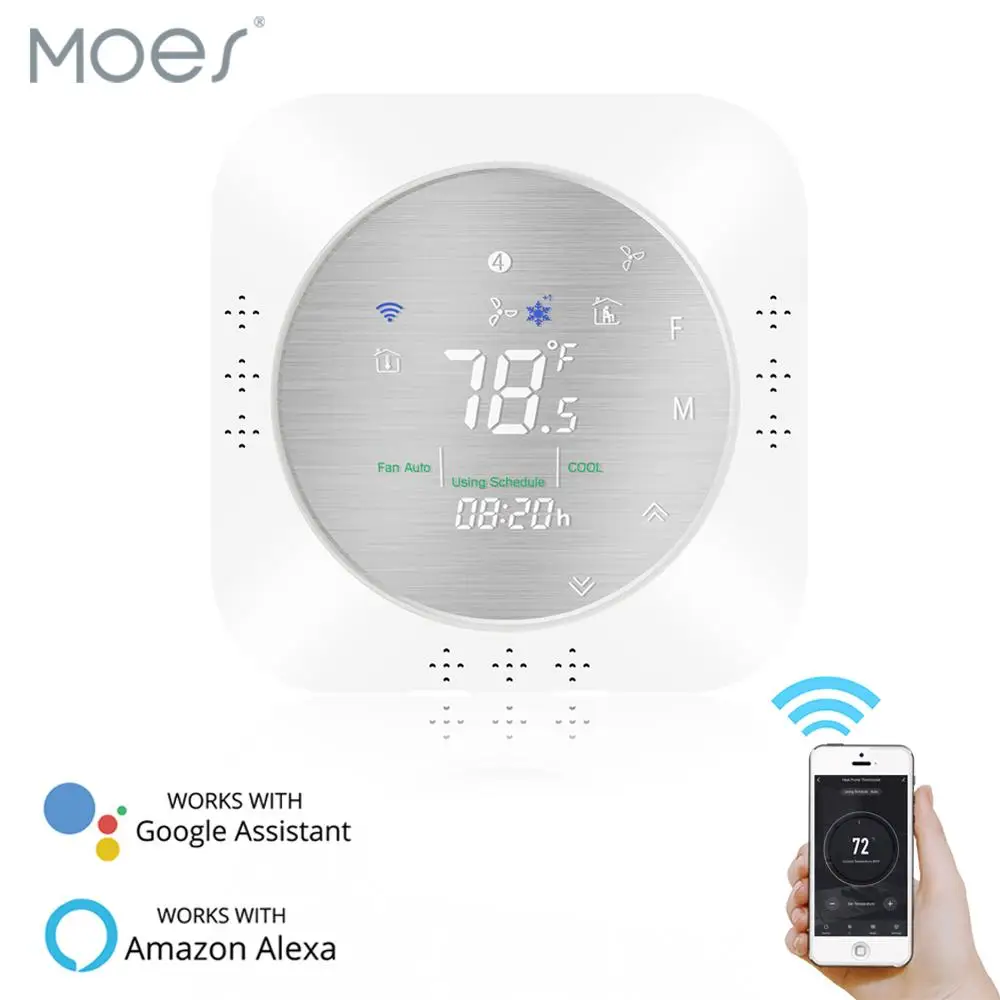

Moes Smart WiFi Programmable Thermostat ,Metal Brushed Panel,Smart Life/Tuya APP Remote Control,Works with Alexa Google Home