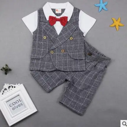 Новинка года поступление летняя детская одежда комплект Комплекты одежды детская одежда для мальчиков комплект из 2 предметов Футболки+ Шорты - Цвет: Серый