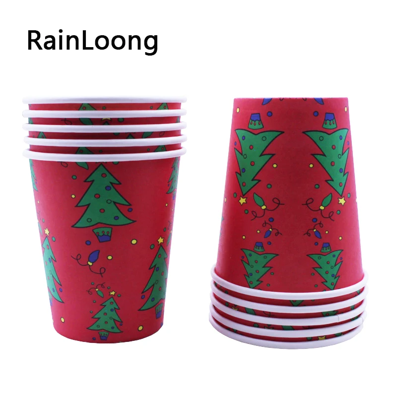 [RainLoong] Food Grade Disposable Paper Cup 7" Snowman Christmas Tree