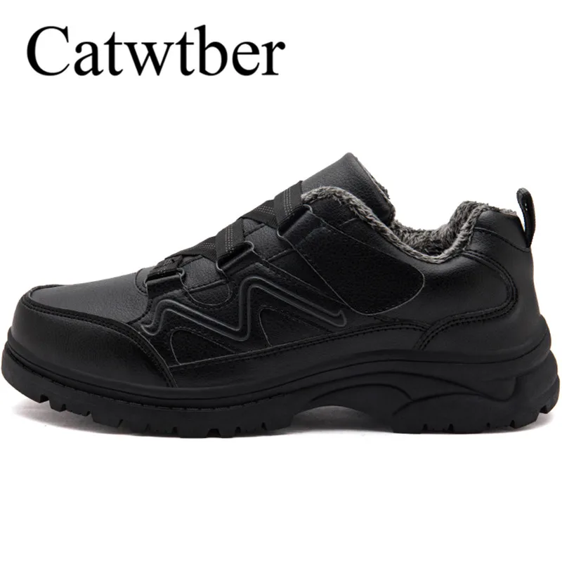 

Catwtber Men Casual Shoes Plush Wool Winter Warm Shoes Mens Fleeces Shoes Lace Up Leisure Anti Slippery Flats Shoes Male Sneaker