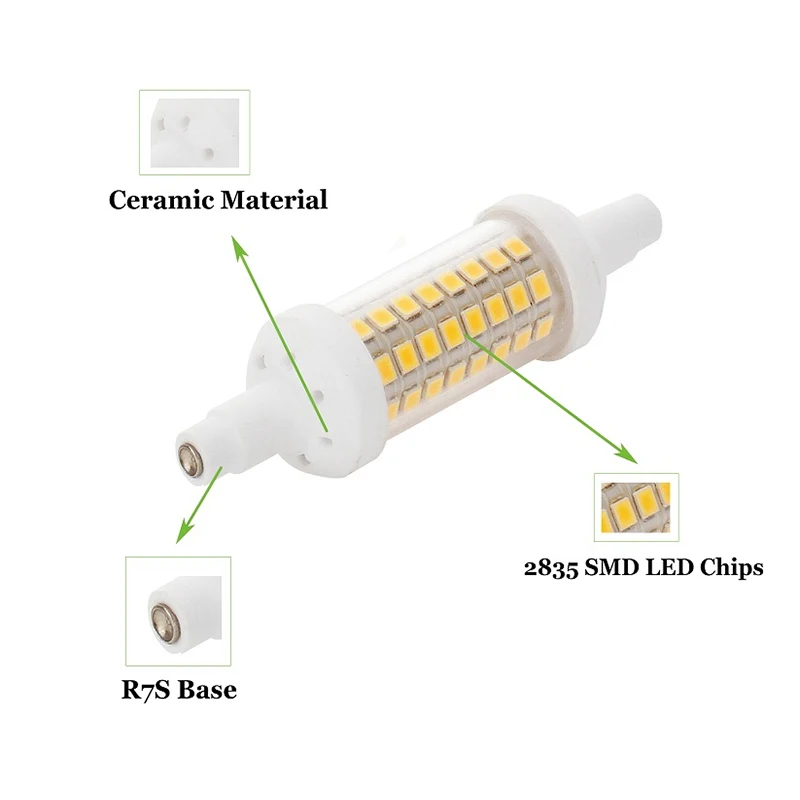 Керамический корпус R7S Светодиодная лампа 10 Вт 15 20 SMD 2835 78 мм 118 135 ac220в