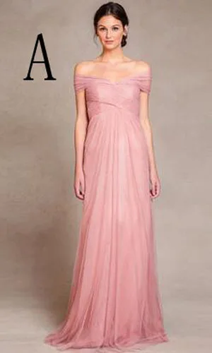 Pink Color Beach Style Long Bridesmaid Dress in Bridesmaid dresses