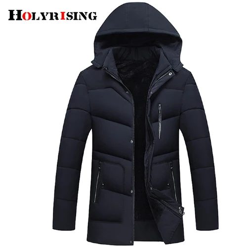 Holyrising мужские парки Invierno, утолщенное зимнее хлопковое пальто, мужские куртки, пальто с карманами, на молнии, пальто, ветрозащитная одежда 18445-5 - Цвет: Navy