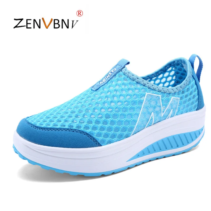 

ZENVBNV Height Increasing Summer Air Mesh Shoes Women's Casual Shoes Fashion Walking Shoes Women Swing Wedges Shoes Breathable