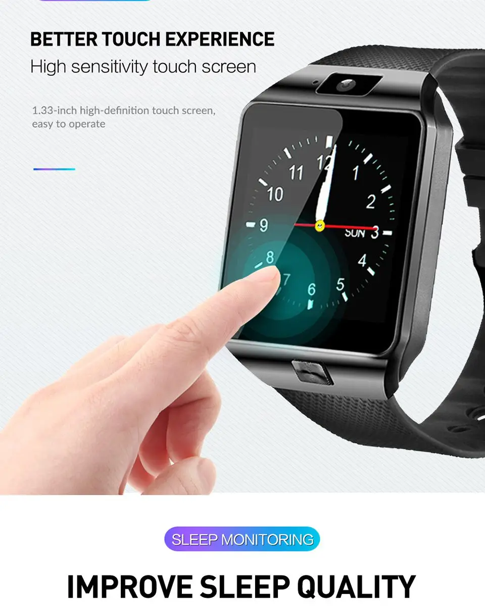 Smart Watch DZ09 Smart Clock Support TF SIM Camera Men Women Sport Bluetooth Wristwatch for Samsung Huawei Xiaomi Android Phone